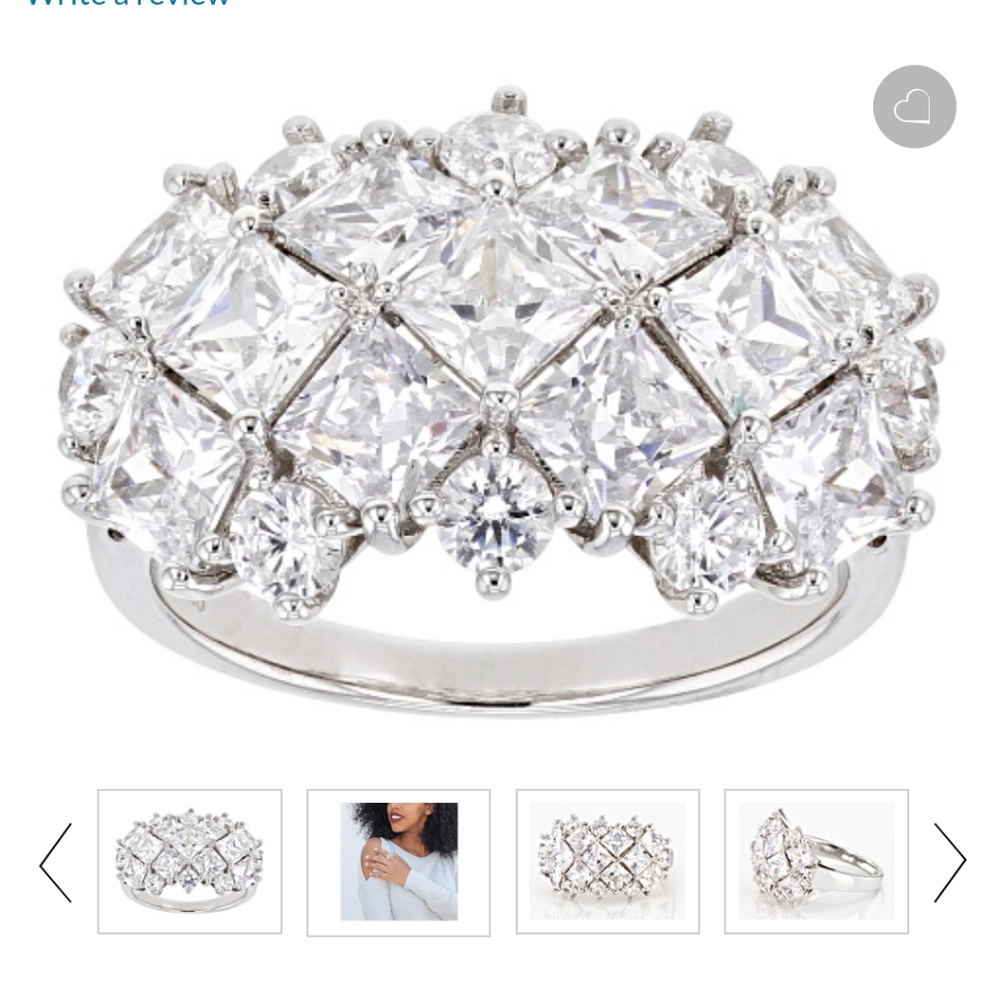 BELLA LUCE  White Cubic Zirconia Rhodium Over Sterling Silver Ring 7.77c…